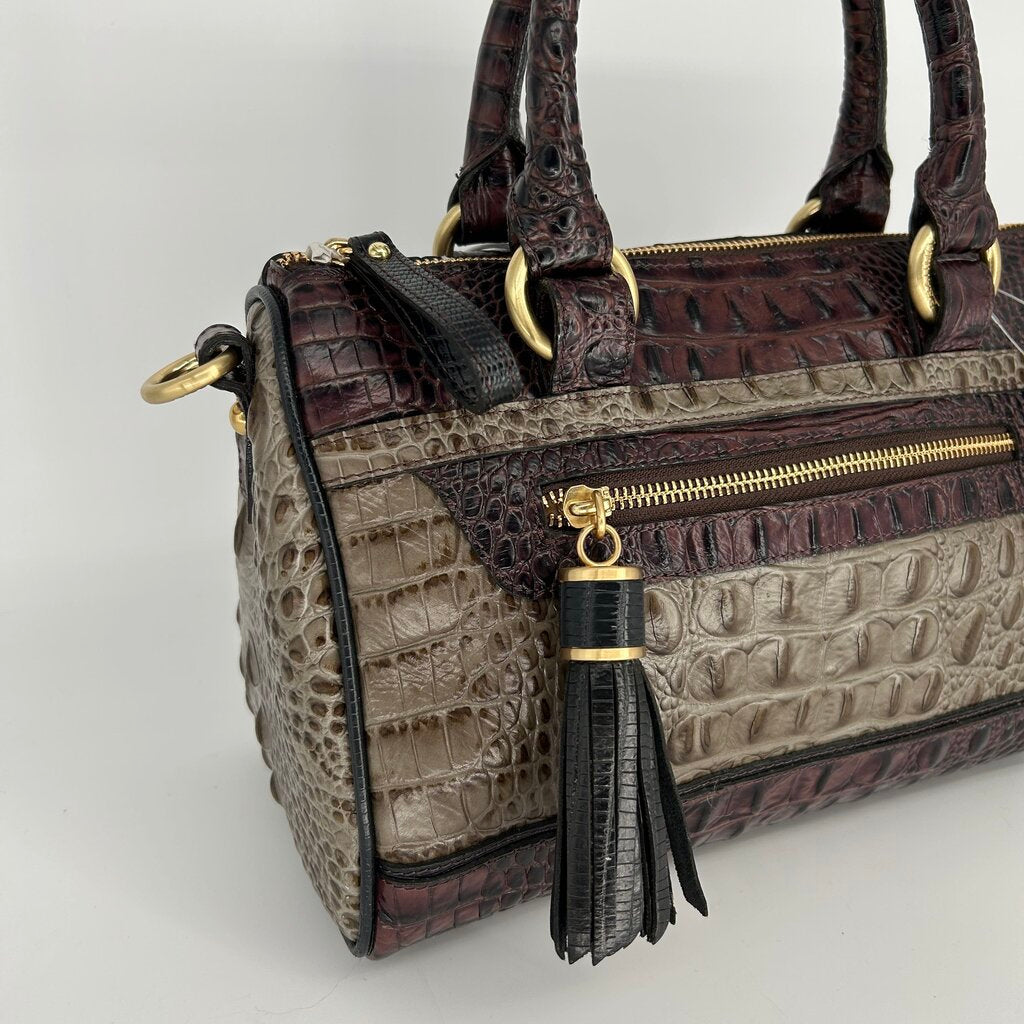 Brahmin Leather Croc Embossed Satchel