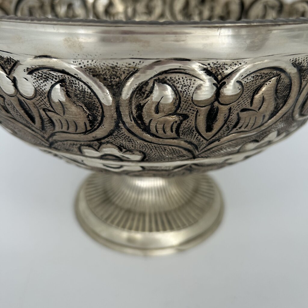 Ornate Metal Pedestal Bowl