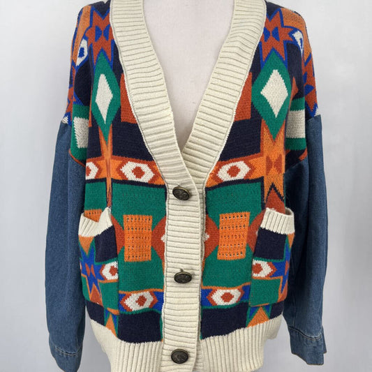 Knit & Denim Sweater