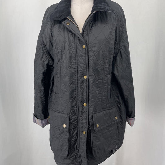 Barbour Quilted Coat with Plaid Trim