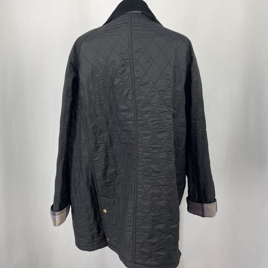Barbour Quilted Coat with Plaid Trim