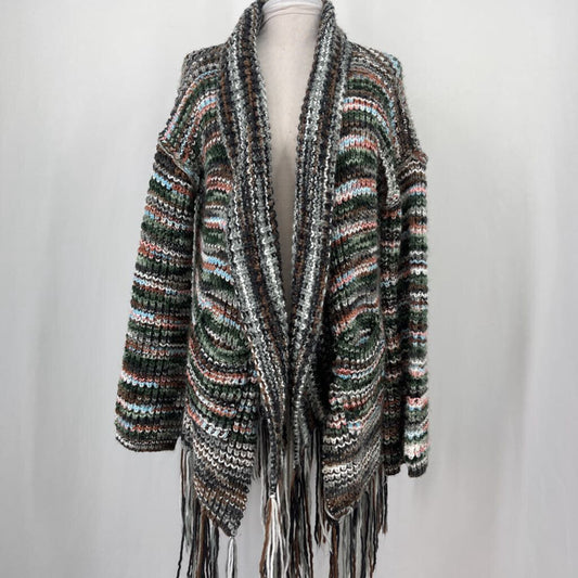 Pol LS Stripe Cardigan Sweater