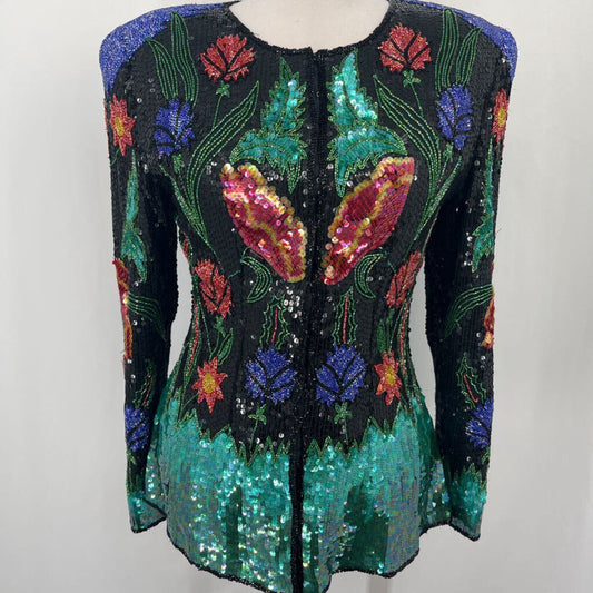 Vtg L/s Beaded Top