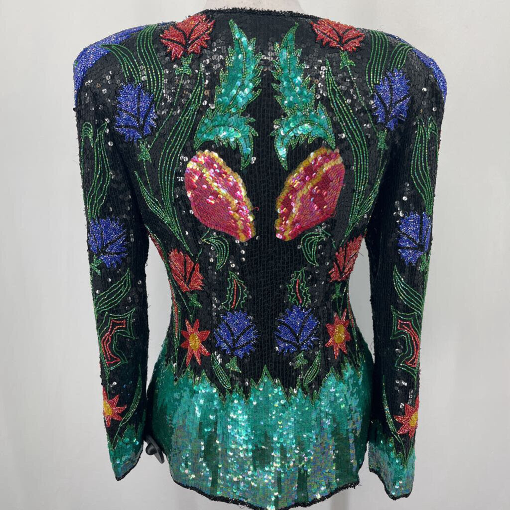 Vtg L/s Beaded Top