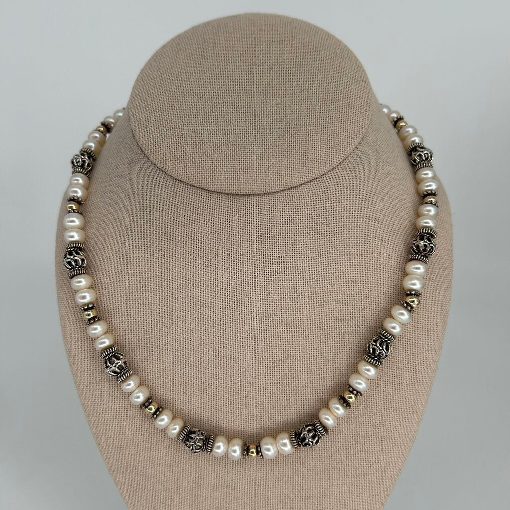 Sterling Bead & Pearl Necklace