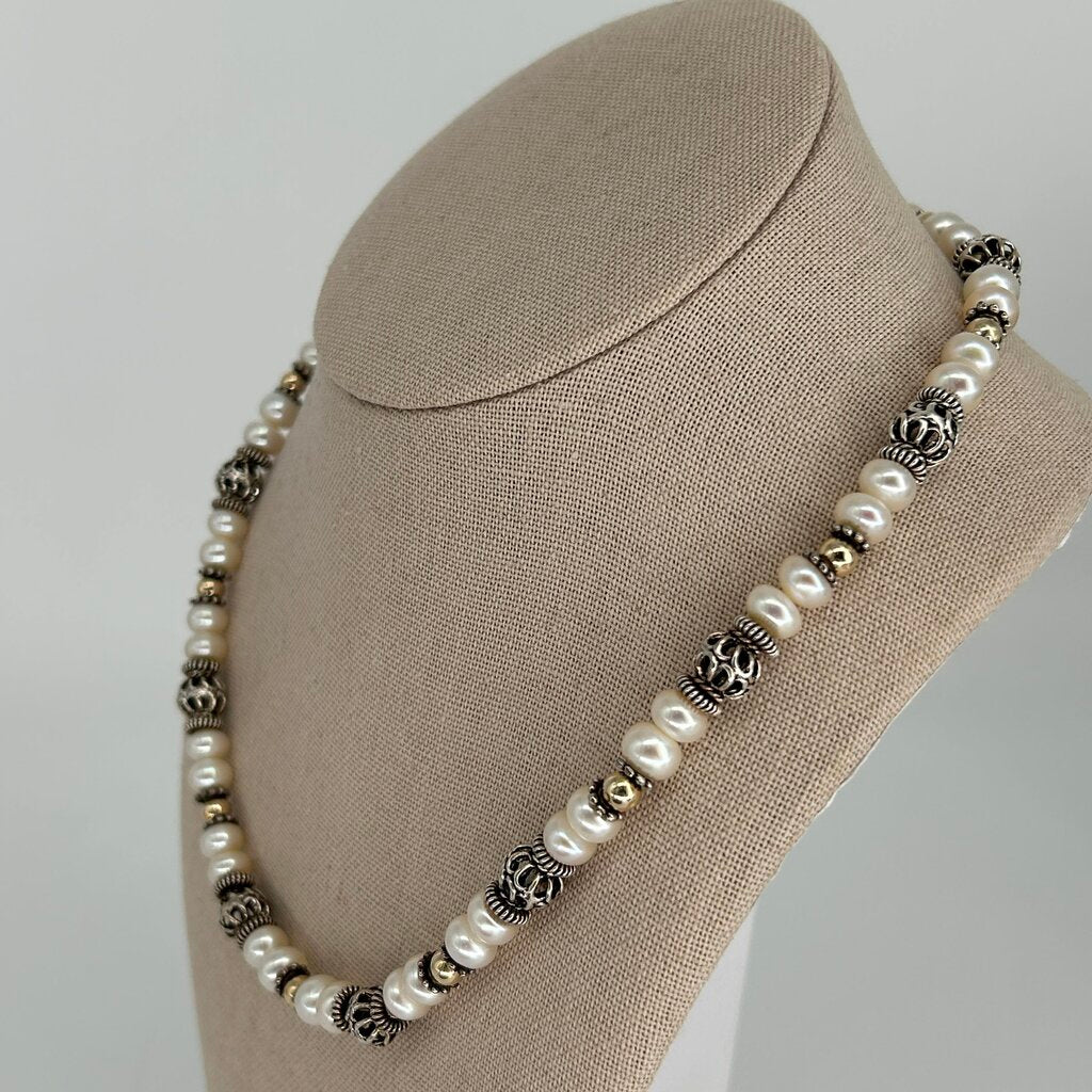 Sterling Bead & Pearl Necklace