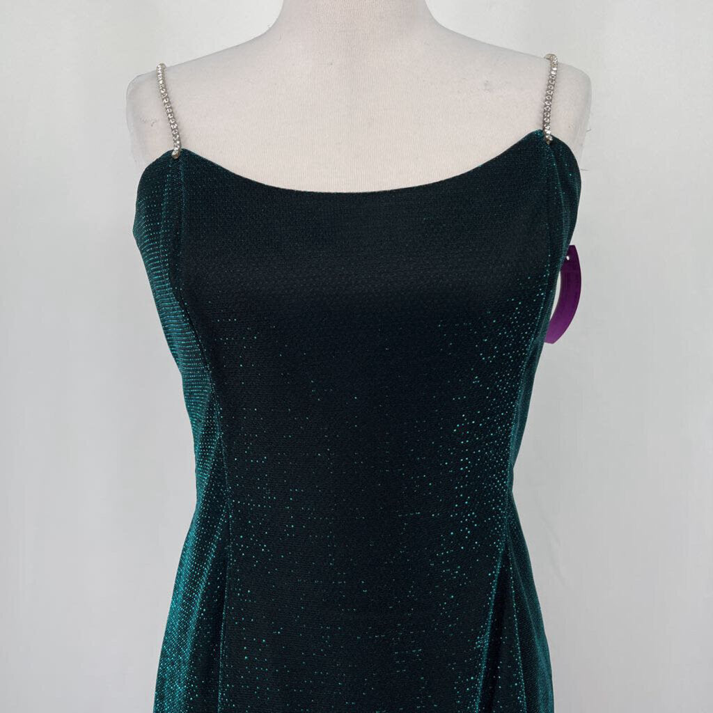 Rhinestone Strap Metallic Dress