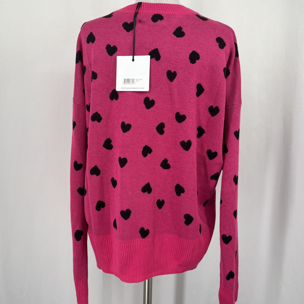 Beach Riot L/s Heart Print Sweater