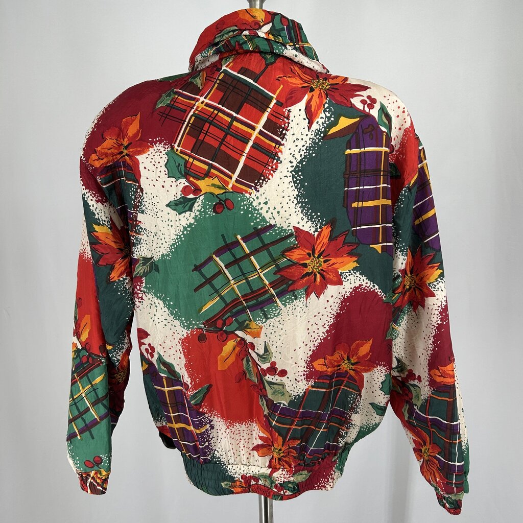 VTG Silk Poinsettia Print Track Jacket