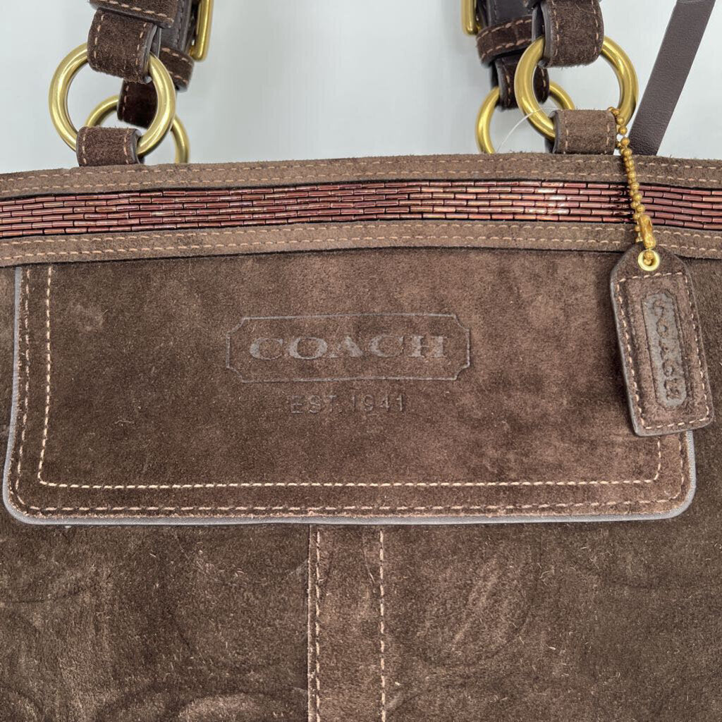 Coach Signature Suede Handbag
