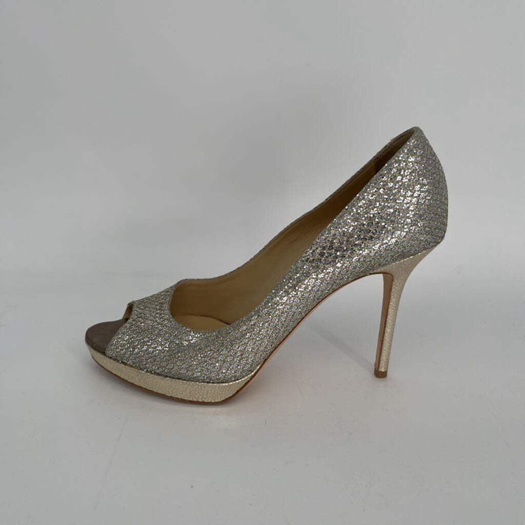 Jimmy Choo Glitter Fabric Heels