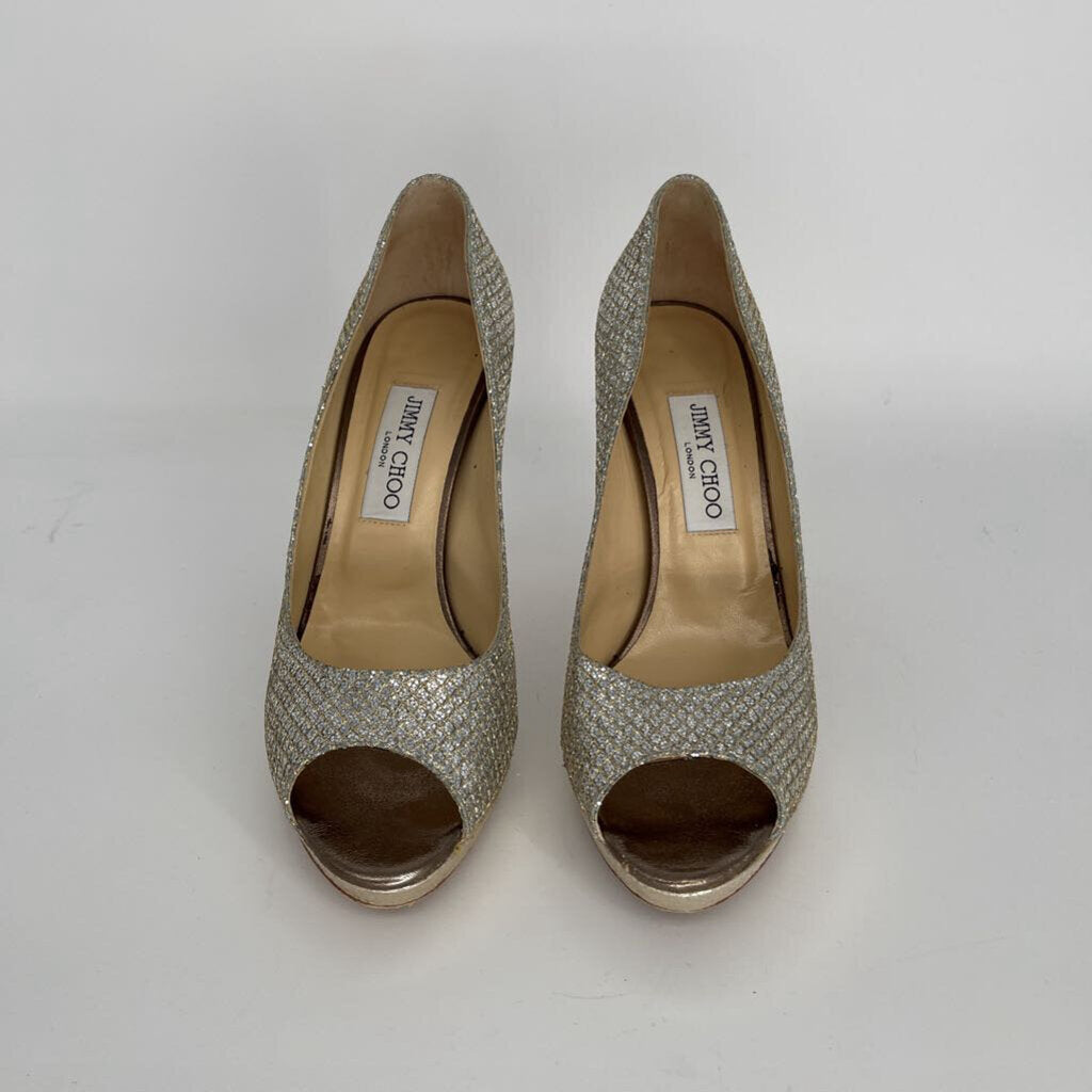 Jimmy Choo Glitter Fabric Heels