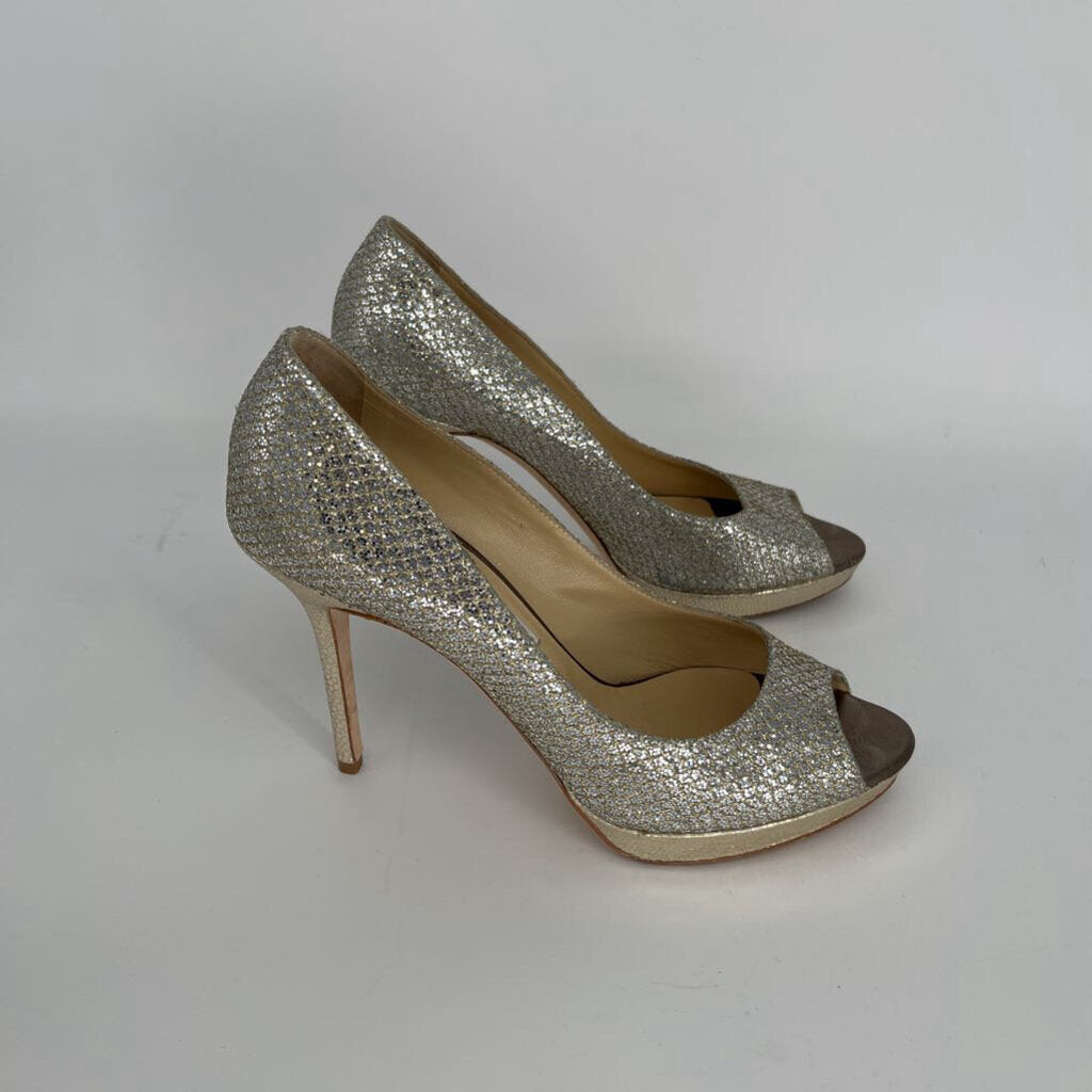 Jimmy Choo Glitter Fabric Heels