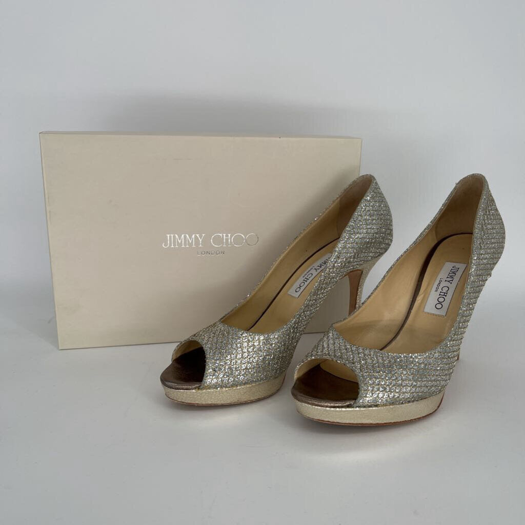 Jimmy Choo Glitter Fabric Heels