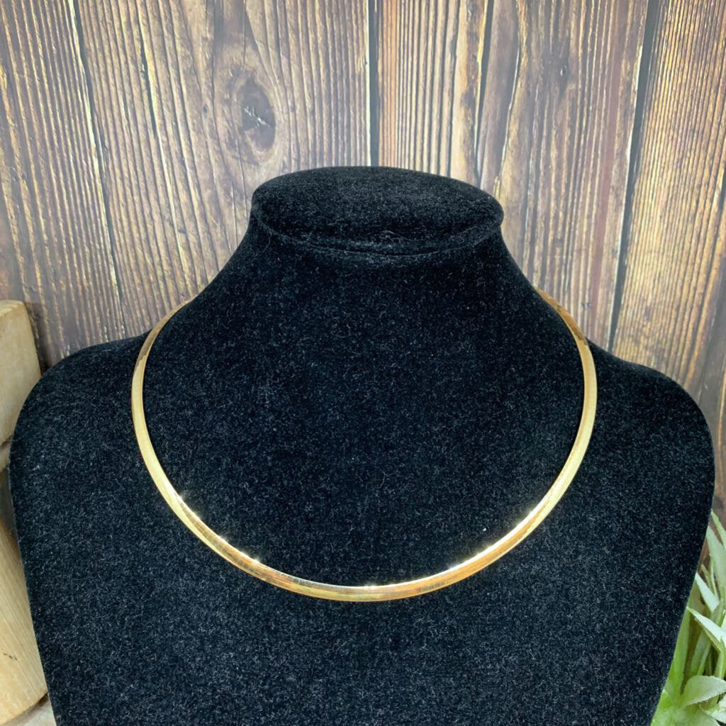 14K Two Tone Gold Omega Necklace